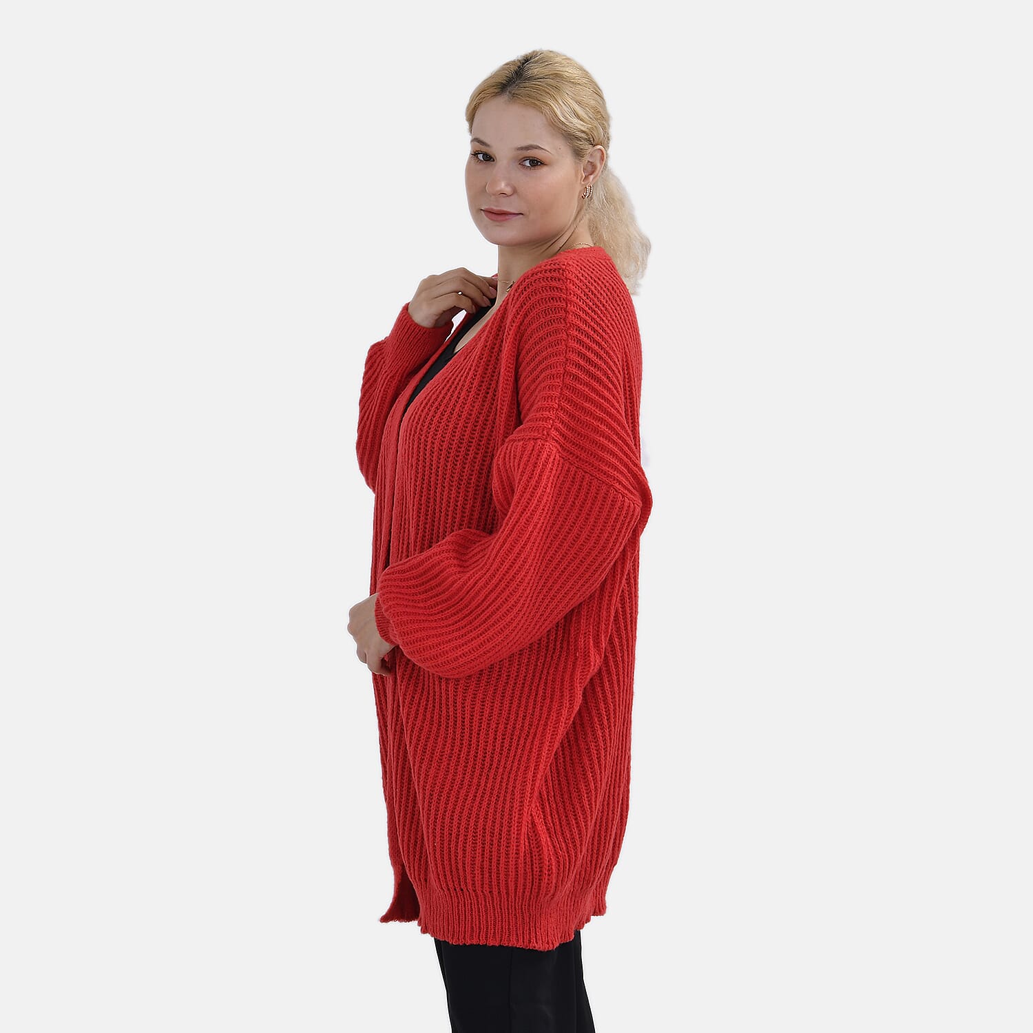 TAMSY Plain Cardigan (One Size) - Red