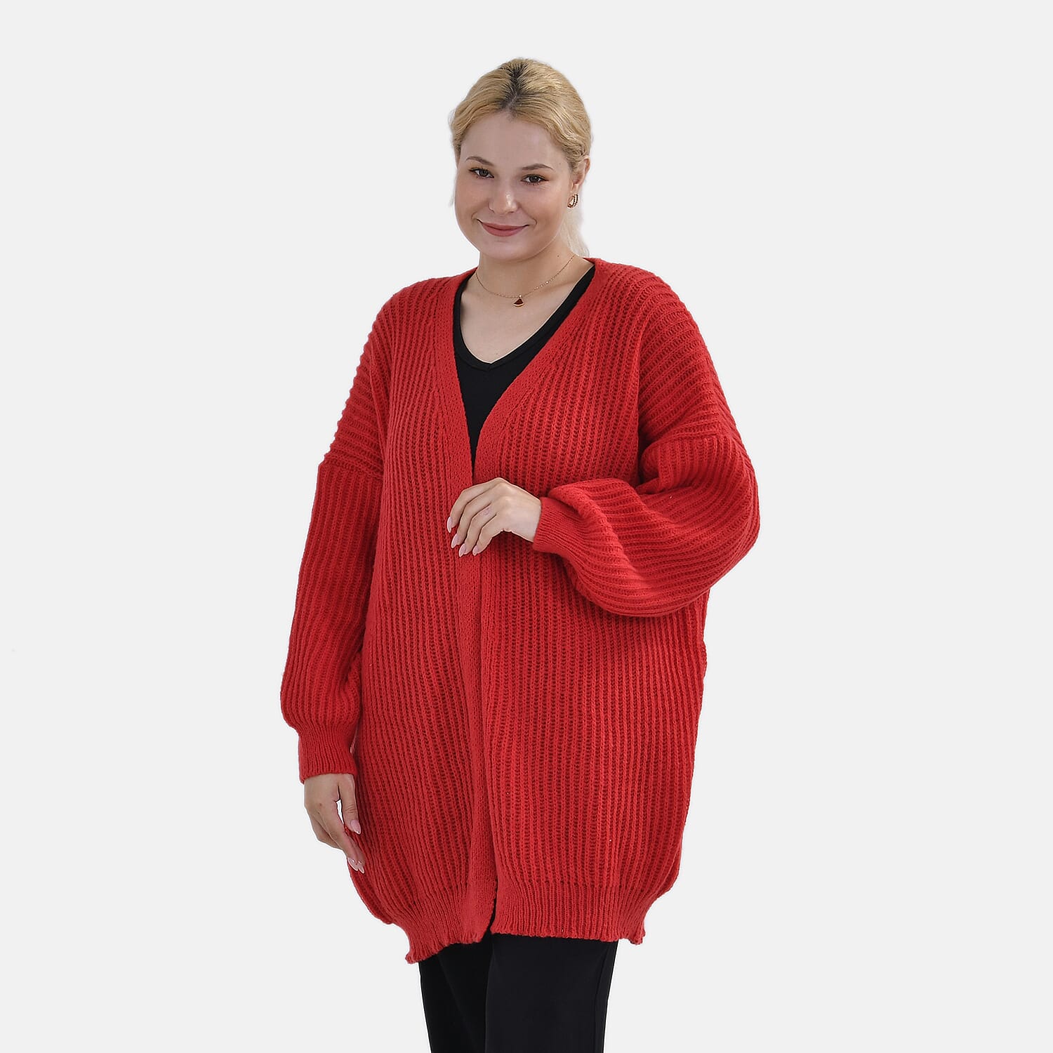 TAMSY Plain Cardigan (One Size) - Red