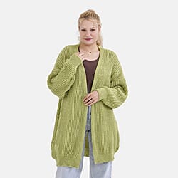 - Maisi Ribbed Lightweight Cardigan (One Size 8 TO 22) - Green