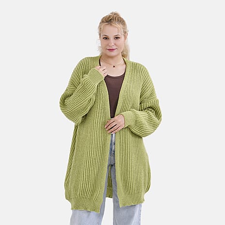 - Maisi Ribbed Lightweight Cardigan (One Size 8 TO 22) - Green