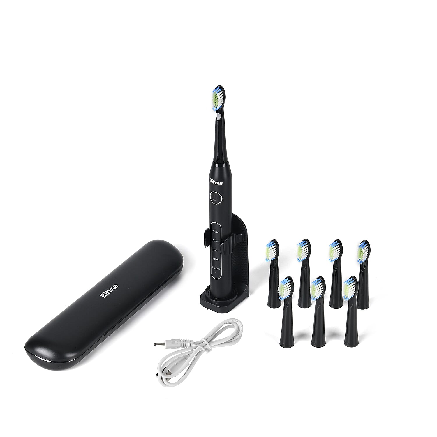 Bitvae Sonic Toothbrush With 8 Replacement Heads & Travel Case, 40,000 Strokes per min, 5 Brushing Modes & Smart Timer - Black