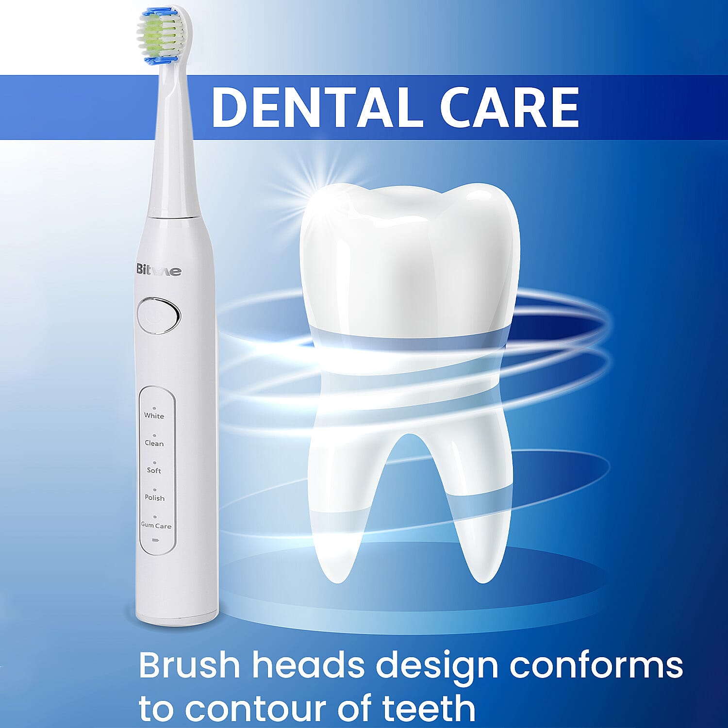 Bitvae Sonic Toothbrush With 8 Replacement Heads & Travel Case, 40,000 Strokes per min, 5 Brushing Modes & Smart Timer - White