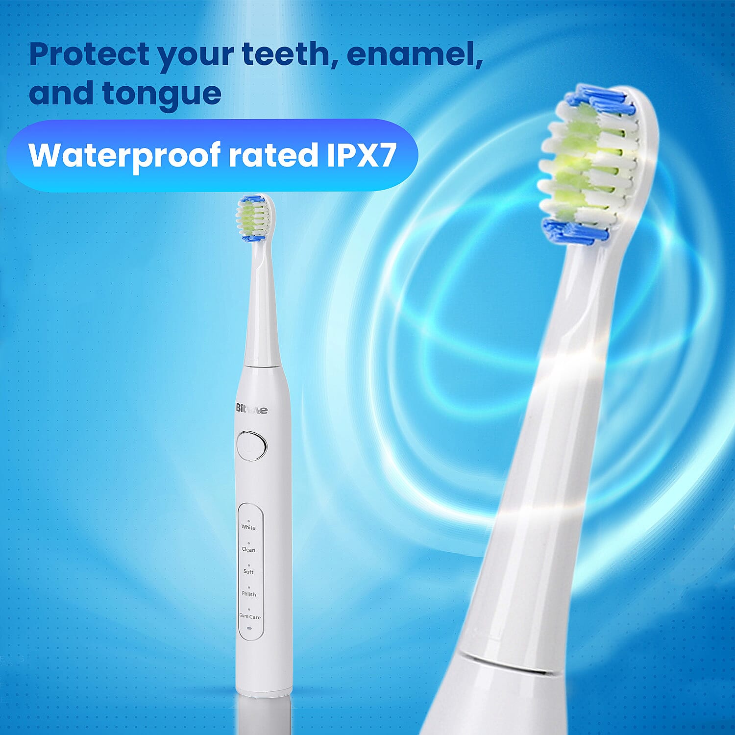 Bitvae Sonic Toothbrush With 8 Replacement Heads & Travel Case, 40,000 Strokes per min, 5 Brushing Modes & Smart Timer - White