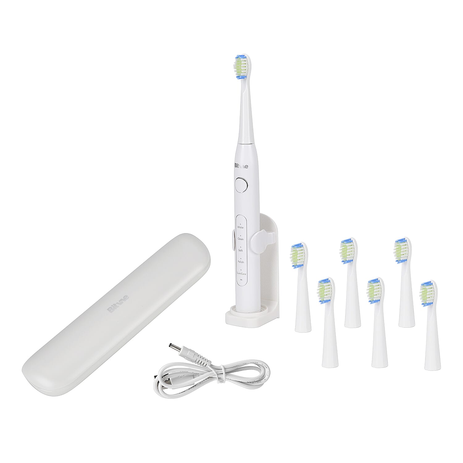 Bitvae Sonic Toothbrush With 8 Replacement Heads & Travel Case, 40,000 Strokes per min, 5 Brushing Modes & Smart Timer - White