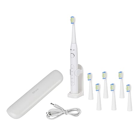 Bitvae Sonic Electirc Toothbrush With 8 Heads - Travel Case, 5 Brushing Modes - Smart Timer - White