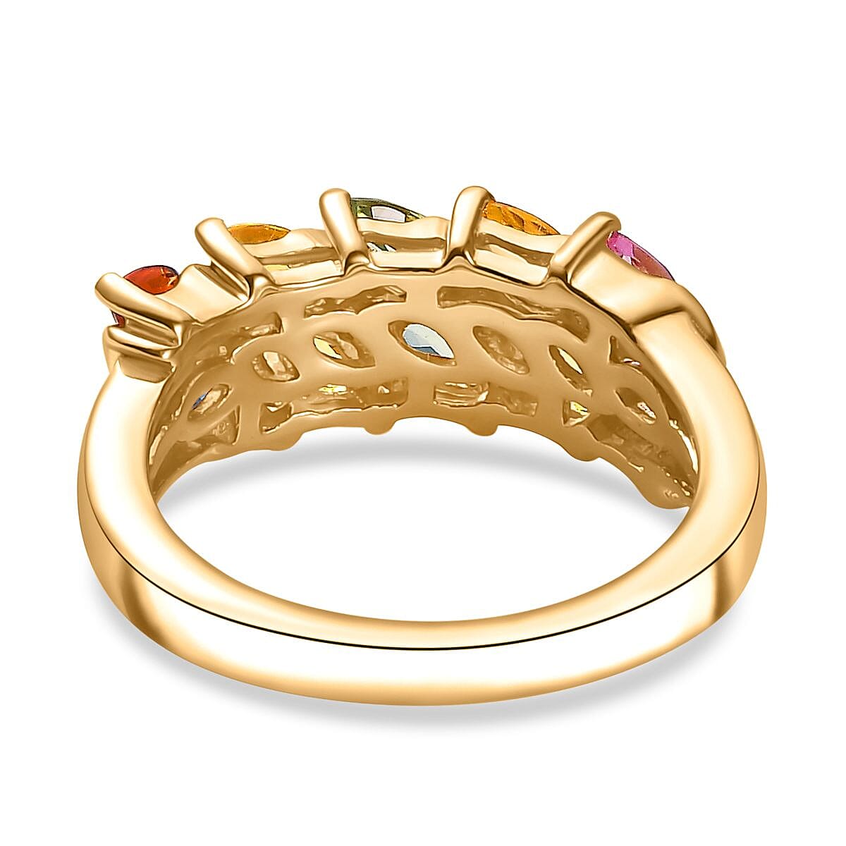 Multi Sapphire Ring in 18K YG Vermeil Plated Sterling Silver 2.01 Ct.