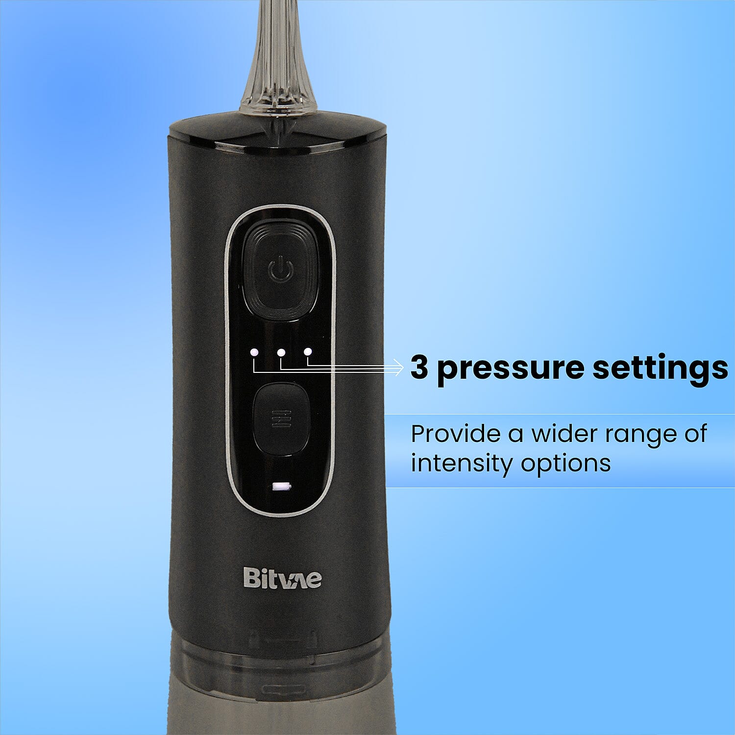 Bitvae Cordless Water Flosser with 5 Nozzles & Tongue Scraper - 3 Pressure Settings - Black