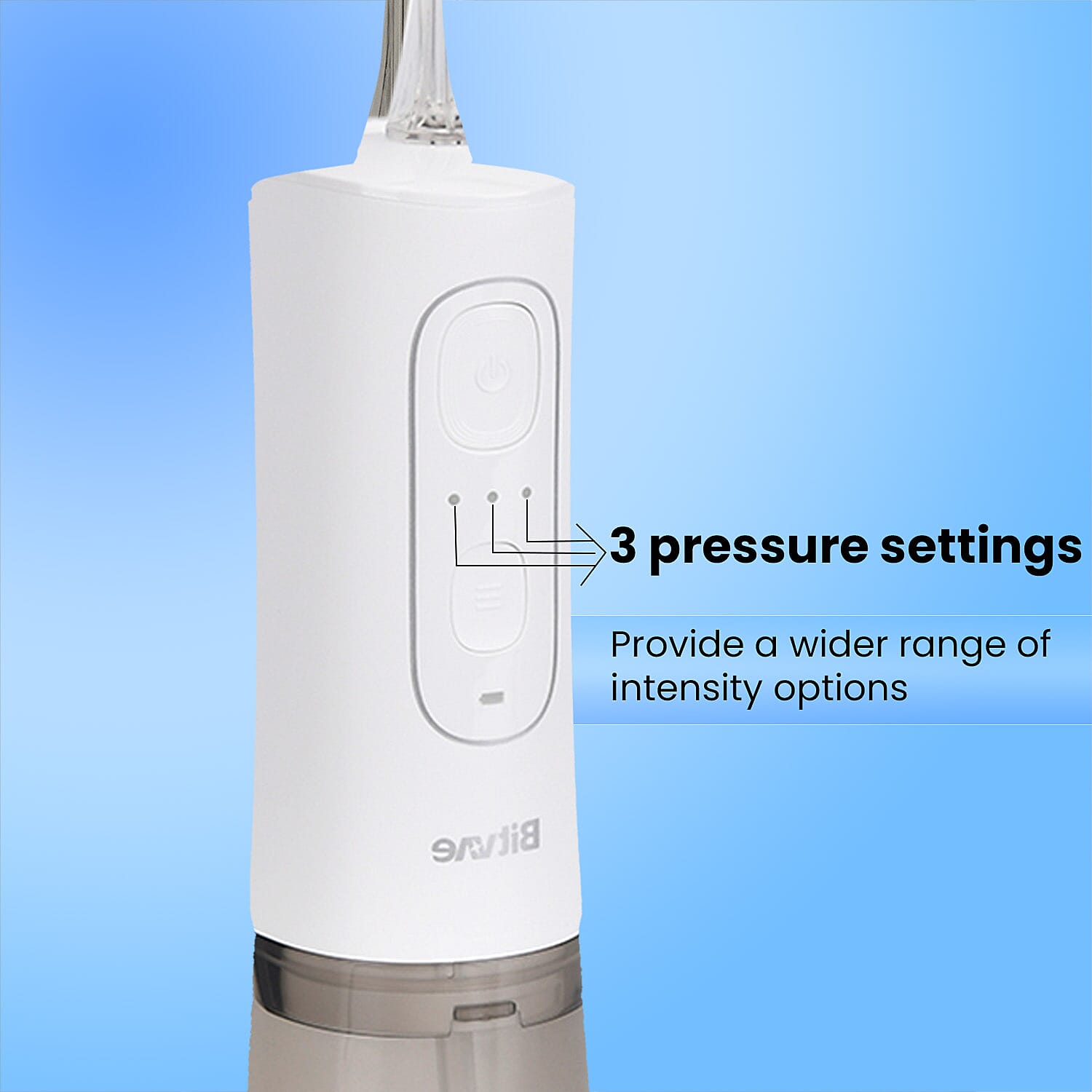 Bitvae Cordless Water Flosser with 5 Nozzles - Tongue Scraper - 3 Pressure Settings - White