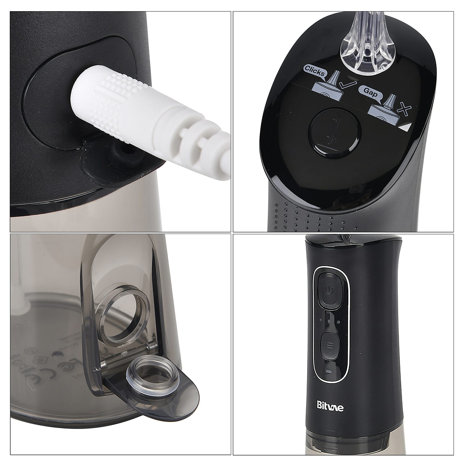 Bitvae Set of Sonic Toothbrush With 4 Replacement Heads, 5 Modes & Smart Timer With Water Flosser With 4 Replacent Heads - Black Bitvae Set of Sonic Toothbrush With 4 Replacement Heads, 5 Modes & Smart Timer With Water Flosser With 4 Replacent Heads - Black