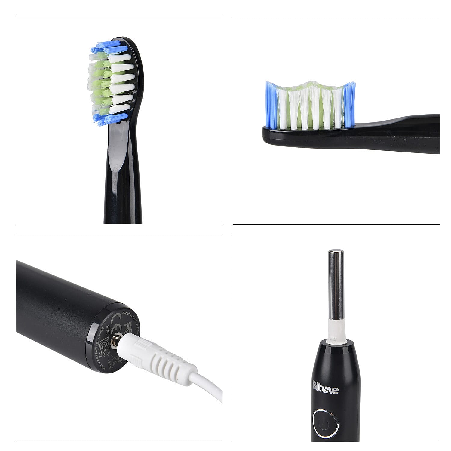 Bitvae Set of Sonic Toothbrush With 4 Replacement Heads, 5 Modes & Smart Timer With Water Flosser With 4 Replacent Heads - Black Bitvae Set of Sonic Toothbrush With 4 Replacement Heads, 5 Modes & Smart Timer With Water Flosser With 4 Replacent Heads - Black