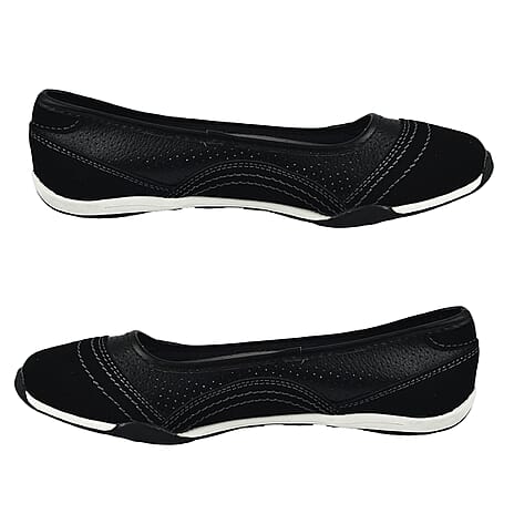 Down to Earth Ladies Leather Ballerina Shoe (Size 4) - Black