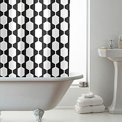 Moroccan Design Shower Curtains with Rings - Grey