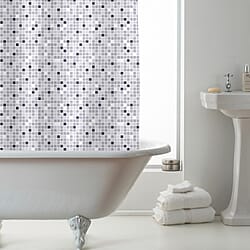 Moroccan Design Shower Curtains with Rings - Grey