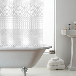 Moroccan Design Shower Curtains with Rings - Grey
