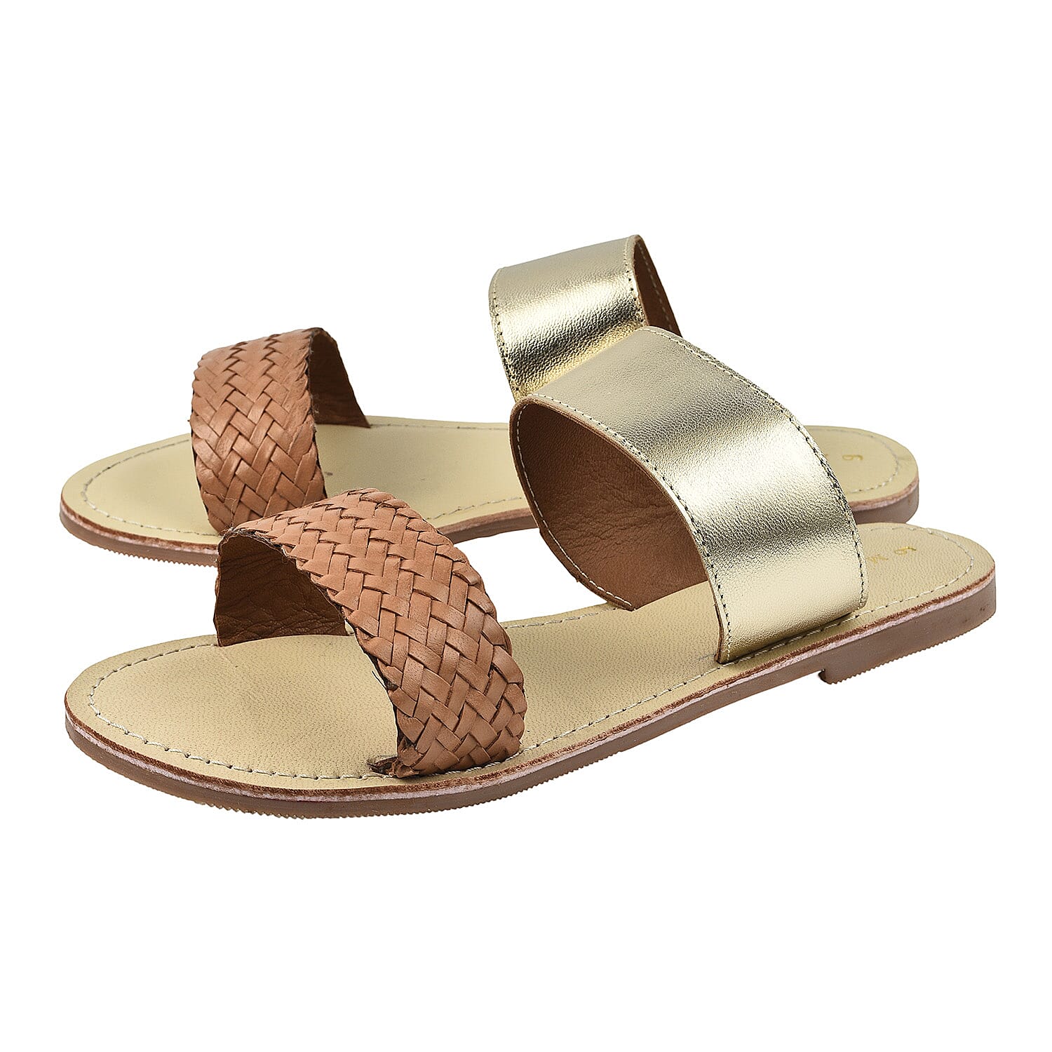 Maison Ladies Leather Mule Slipper (Size 4) - Gold