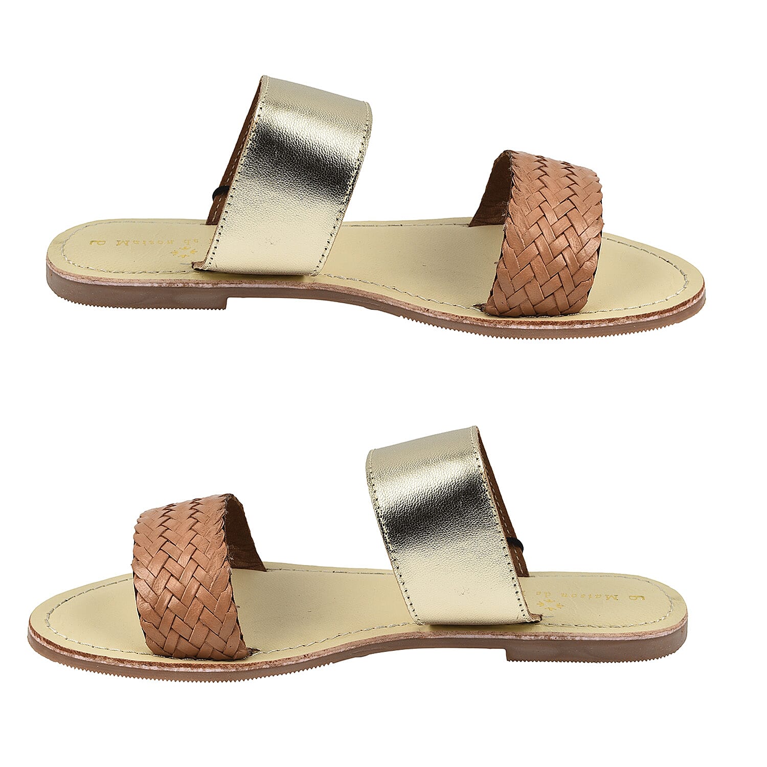 Maison Ladies Leather Mule Slipper (Size 4) - Gold