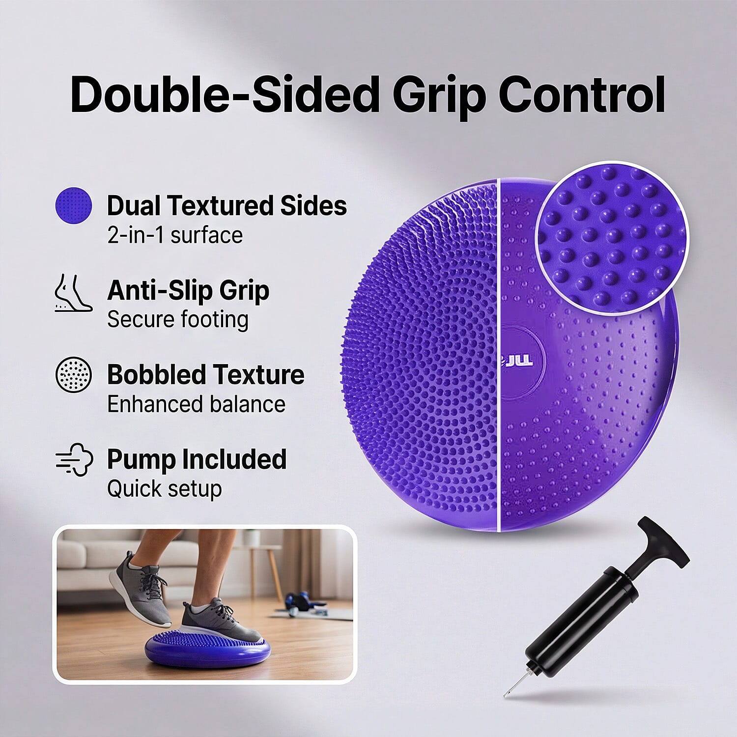 JLL Inflatable Balance Cushion for Fitness Core Training Agility Gym Workouts Yoga - Purple