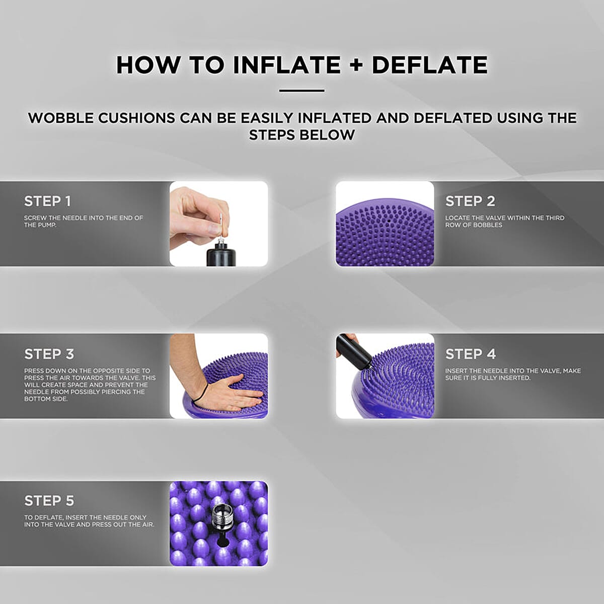 JLL Inflatable Balance Cushion for Fitness Core Training Agility Gym Workouts Yoga - Purple