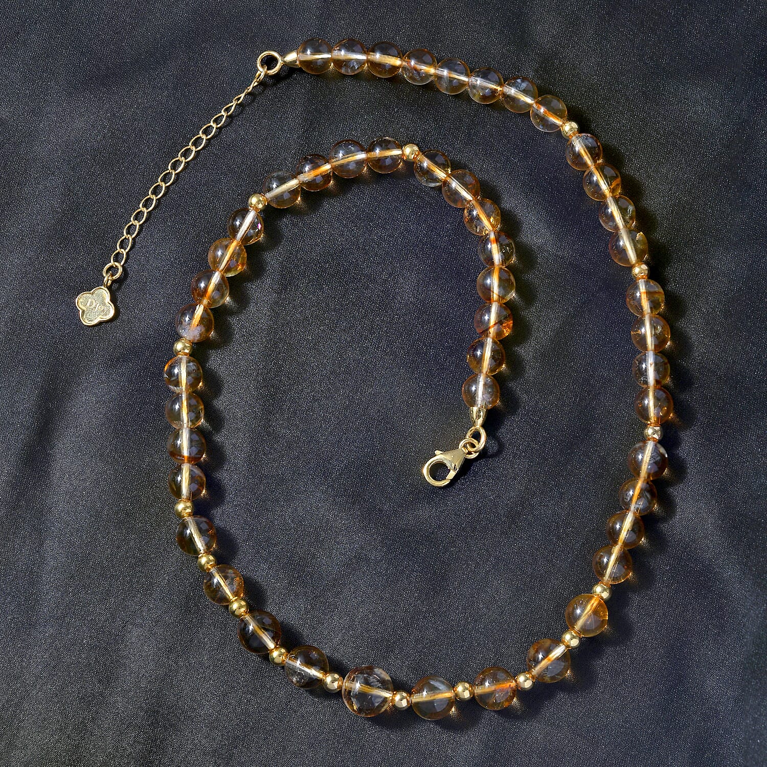 Rare AAA Uruguayan Citrine Beads Necklace (Size - 18) in 18k Vermeil YG Plated Sterling Silver 170.00 Ct
