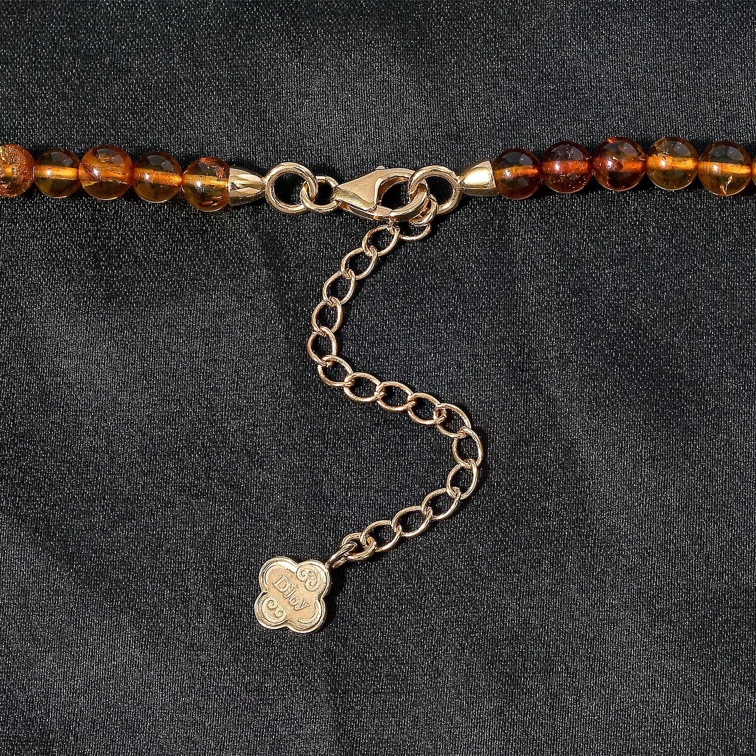Amber  Necklace (Size - 18) in Vermeil YG Sterling Silver with 2.5 Inch extender