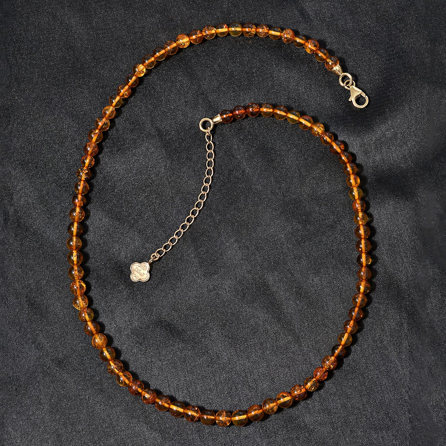 Amber  Necklace (Size - 18) in Vermeil YG Sterling Silver with 2.5 Inch extender