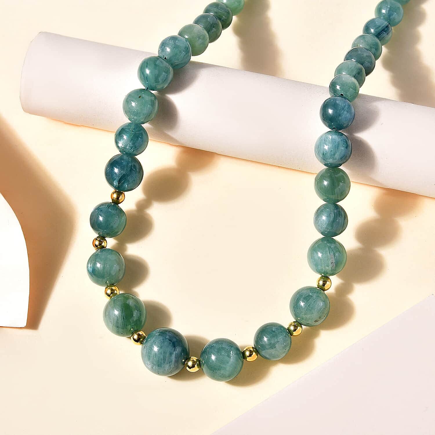Tony Diniz Collection - Green Kyanite Beads Necklace (Size - 18) in 18K Vermeil YG Plated Sterling Silver 315.00 Ct