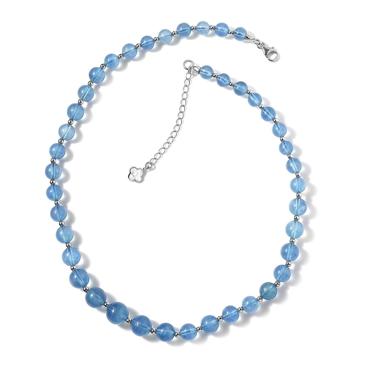 AAAA Brazilian Santa Maria Aquamarine Necklace (Size - 18 with  2 inch extender) in Rhodium Overlay Sterling Silver 175.00 ct