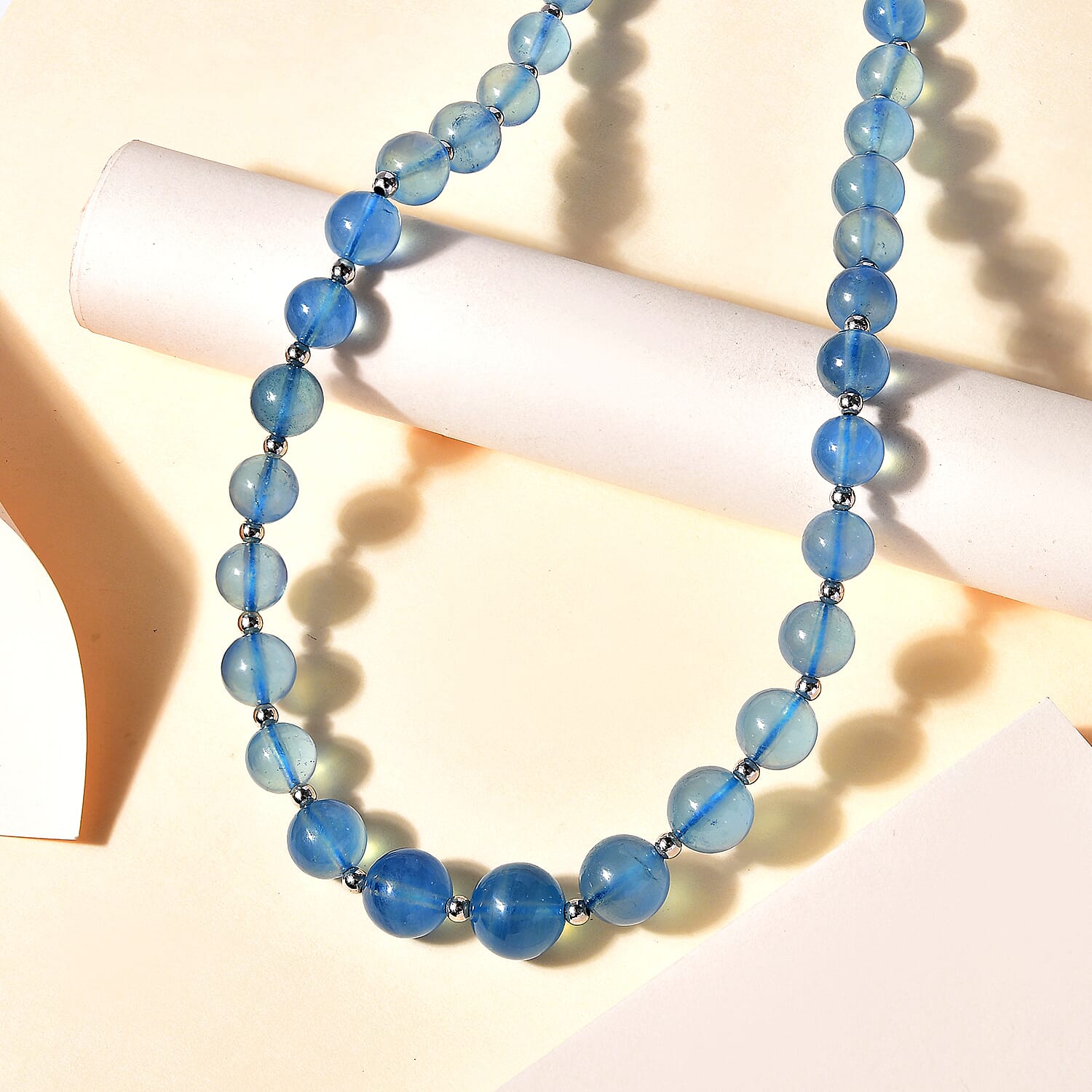 AAAA Brazilian Santa Maria Aquamarine Necklace (Size - 18 with  2 inch extender) in Rhodium Overlay Sterling Silver 175.00 ct