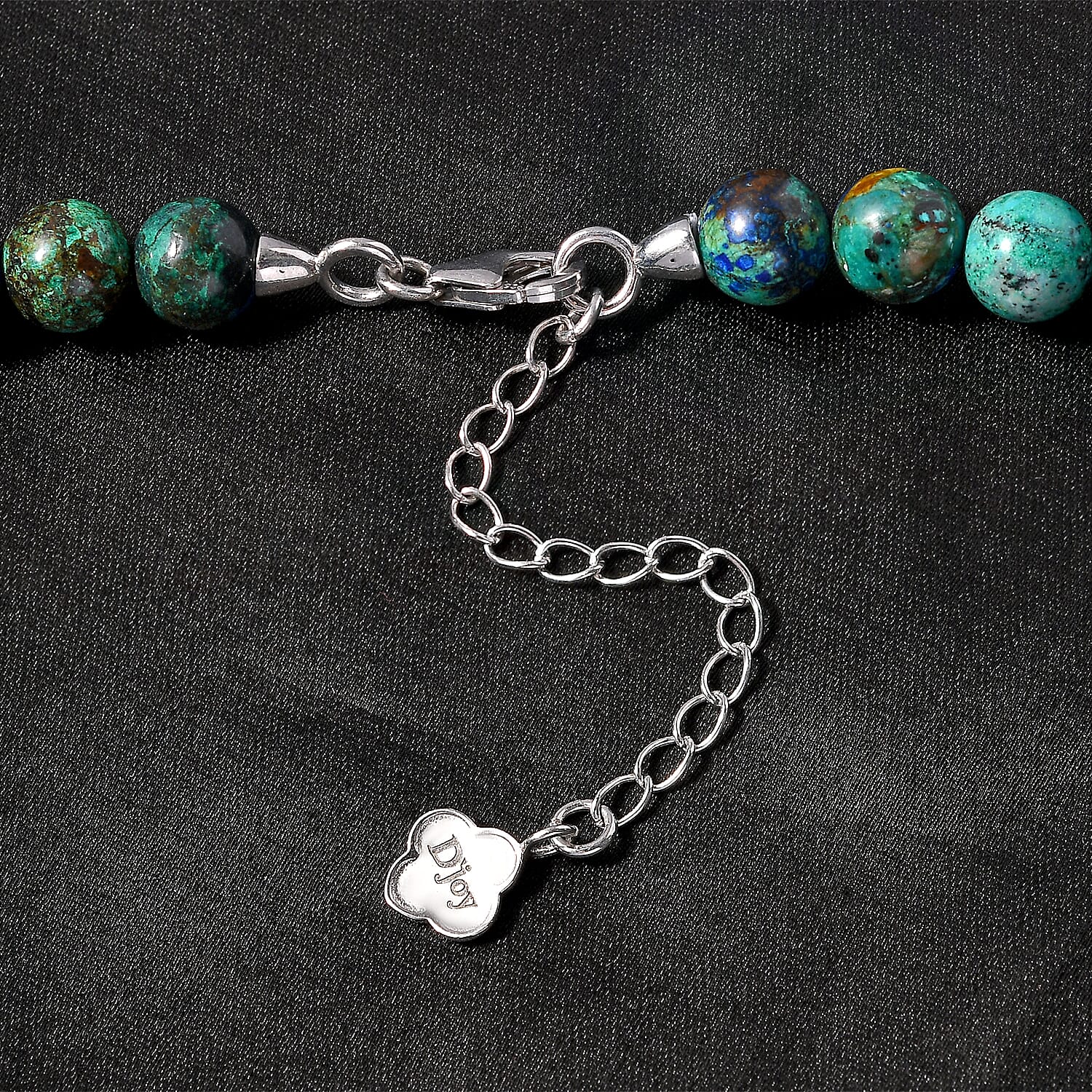 Azurite Necklace (Size - 18) in Rhodium Overlay Sterling Silve 210.0 Ct.