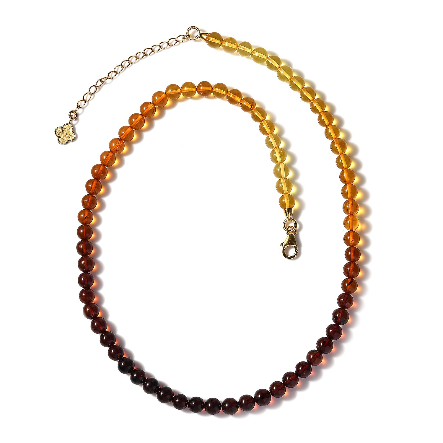 Shades of Amber - Natural Baltic Amber Necklace (Size - 18) in 18K Yellow Gold Vermeil Plated Sterling Silver 45.00 Ct