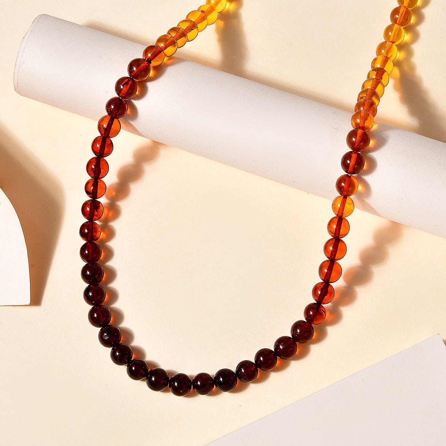 Shades of Amber - Natural Baltic Amber Necklace (Size - 18) in 18K Yellow Gold Vermeil Plated Sterling Silver 45.00 Ct
