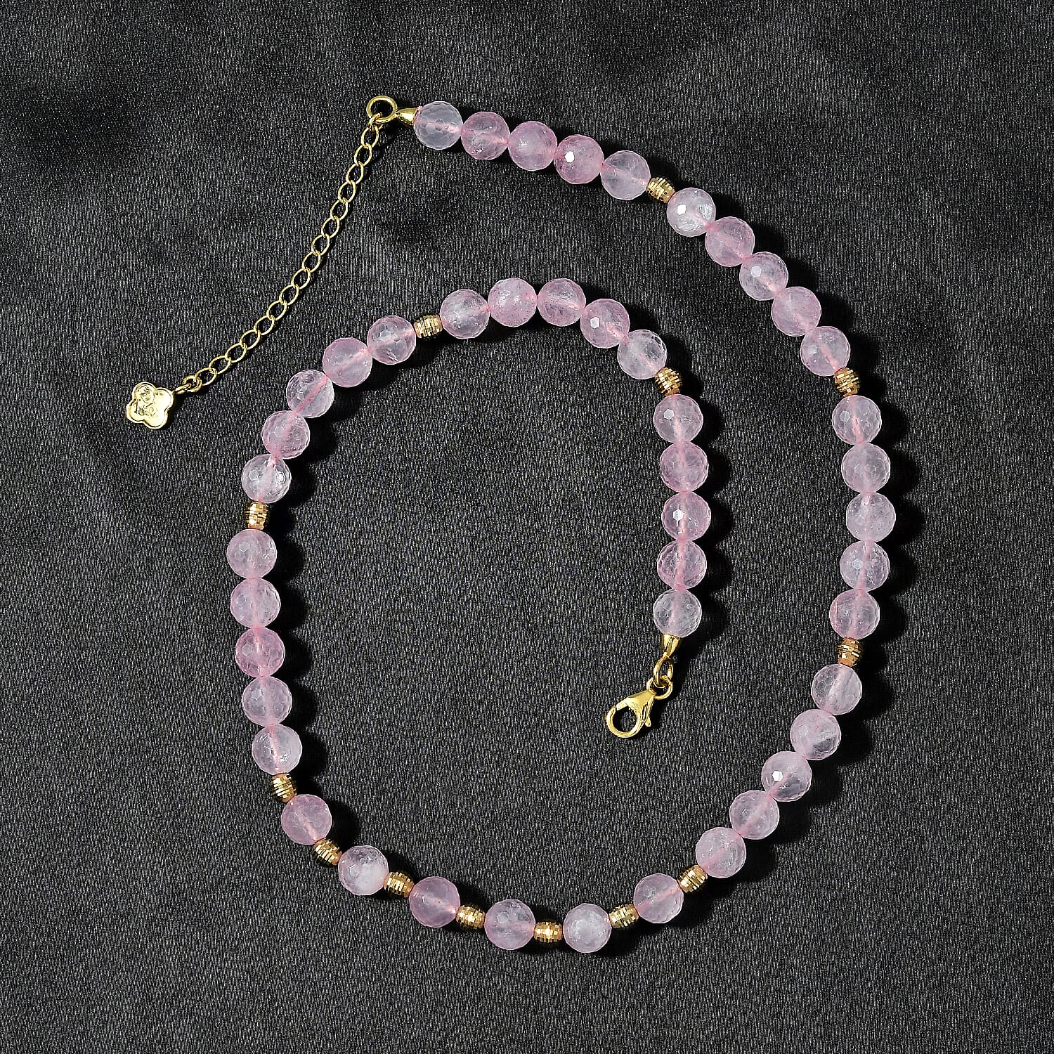 AAA Galilea Natural Rose Quartz Necklace (Size - 18 - 2.5inch extender) in 18K Gold Vermeil Plated Sterling Silver 170.00 Ct