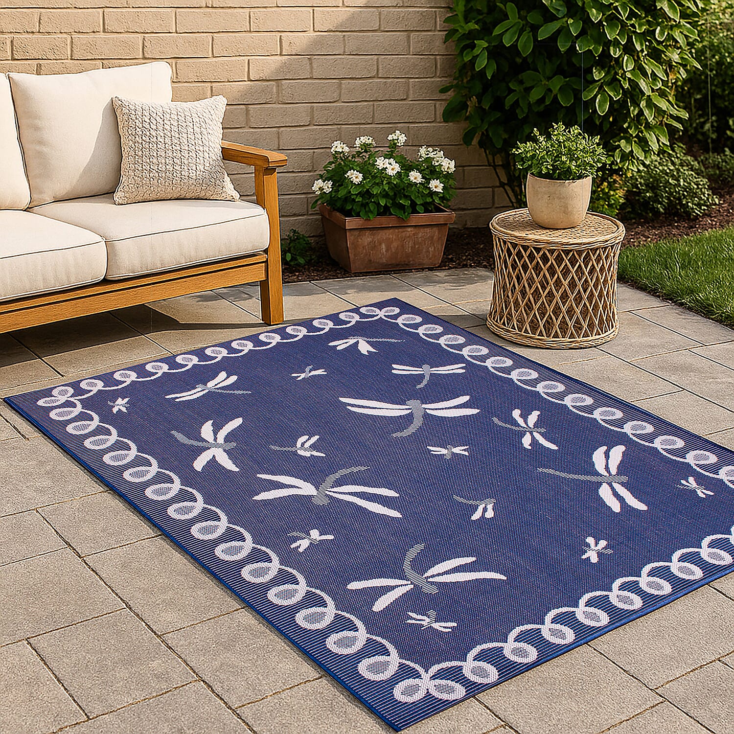 Polypropylene Rug and Door Mat (Size 1x1 cm) - Blue