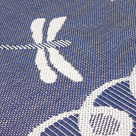 Dragonfly Woven Outdoor Rug (Size Large) - Blue
