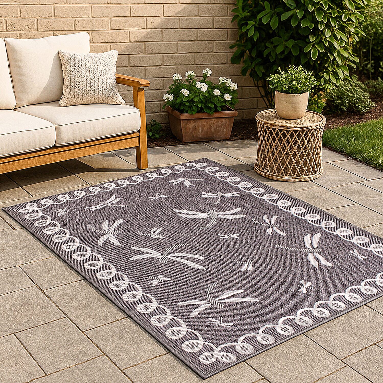 Polypropylene Rug and Door Mat (Size 1x1 cm) - Grey