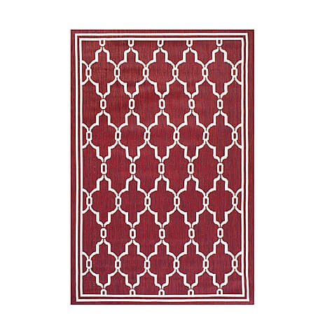 Spenish Tile Woven Outdoor Rug (Size Large) - Bordeaux