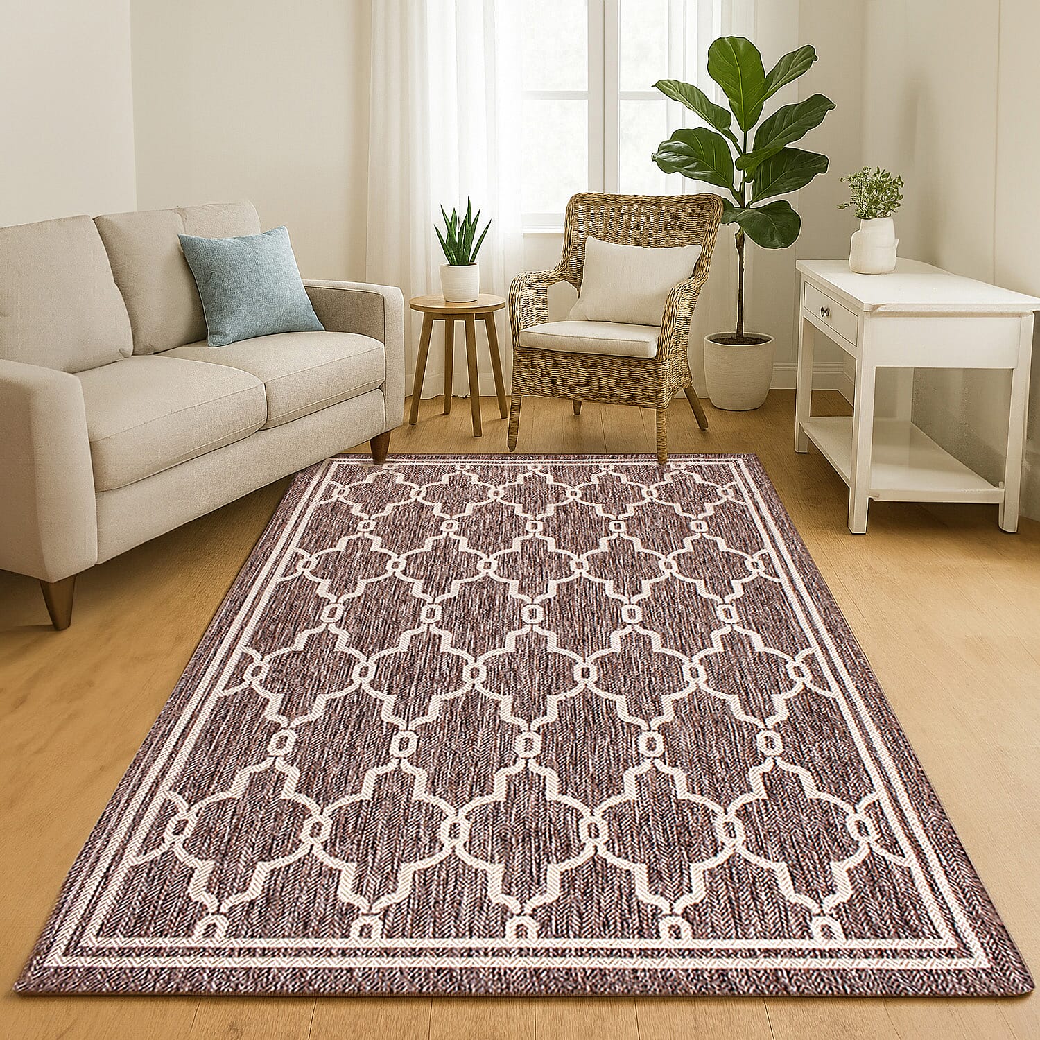 Polypropylene Rug and Door Mat (Size 1x1 cm) - Taupe