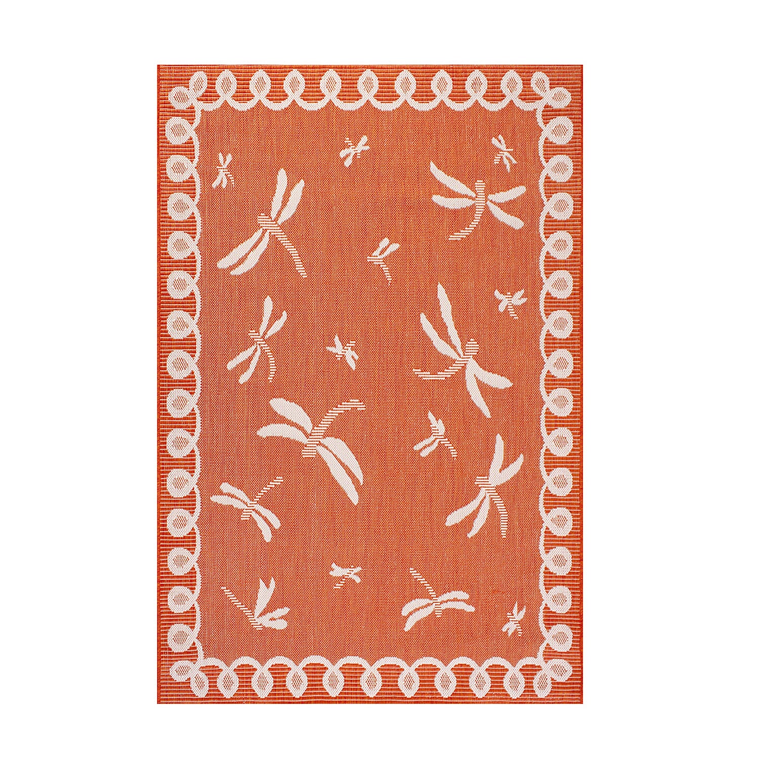 Dragonfly Woven Outdoor Rug (Size Large) - Terracotta