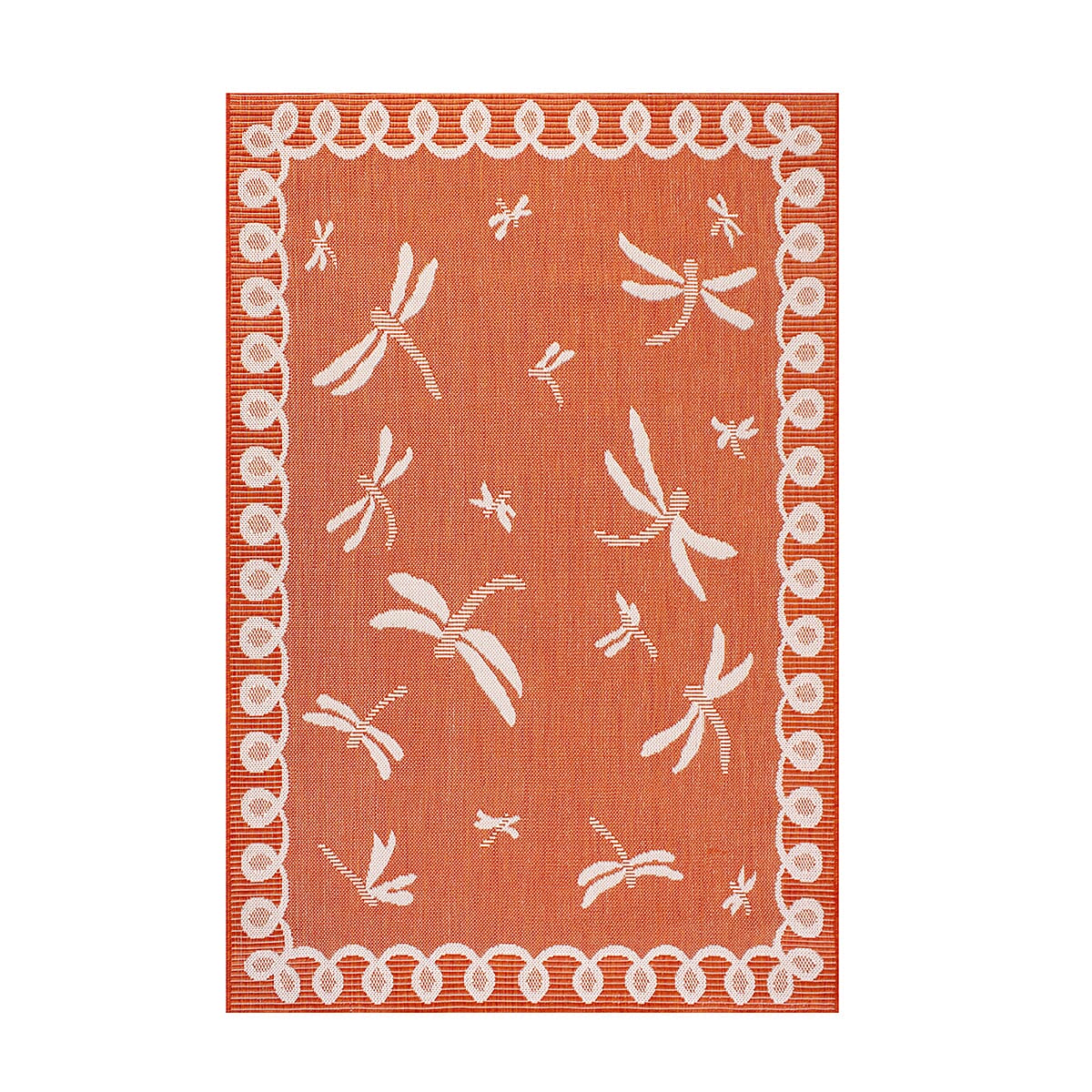 Dragonfly Woven Outdoor Rug (Size Large) - Terracotta