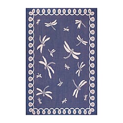 Dragonfly Woven Outdoor Rug Blue (Size 80x150)