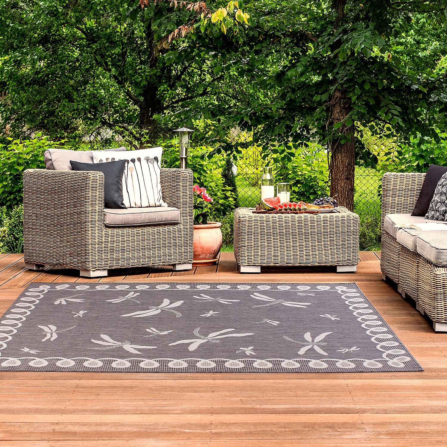 Polypropylene Rug and Door Mat (Size 1x1 cm) - Grey