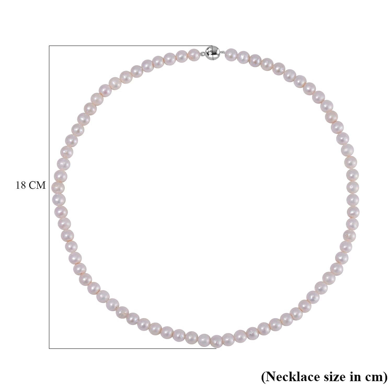 White Anhui Pearl Necklace (Size - 20) in Rhodium Overlay Sterling Silver