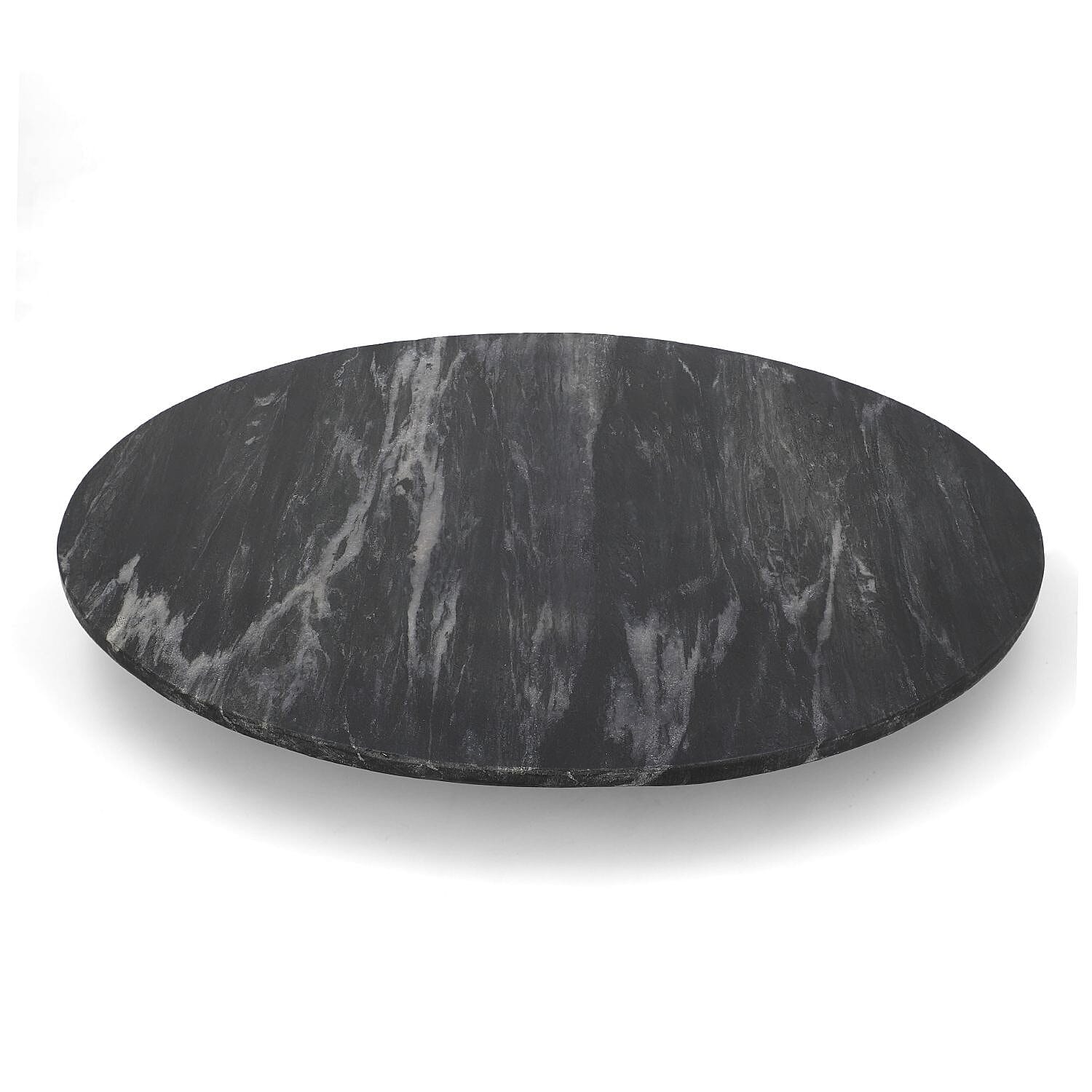 First Time Ever Black Marble Rotating Lazy Susan Board-Flat Platter (Size 38 cm) - Black