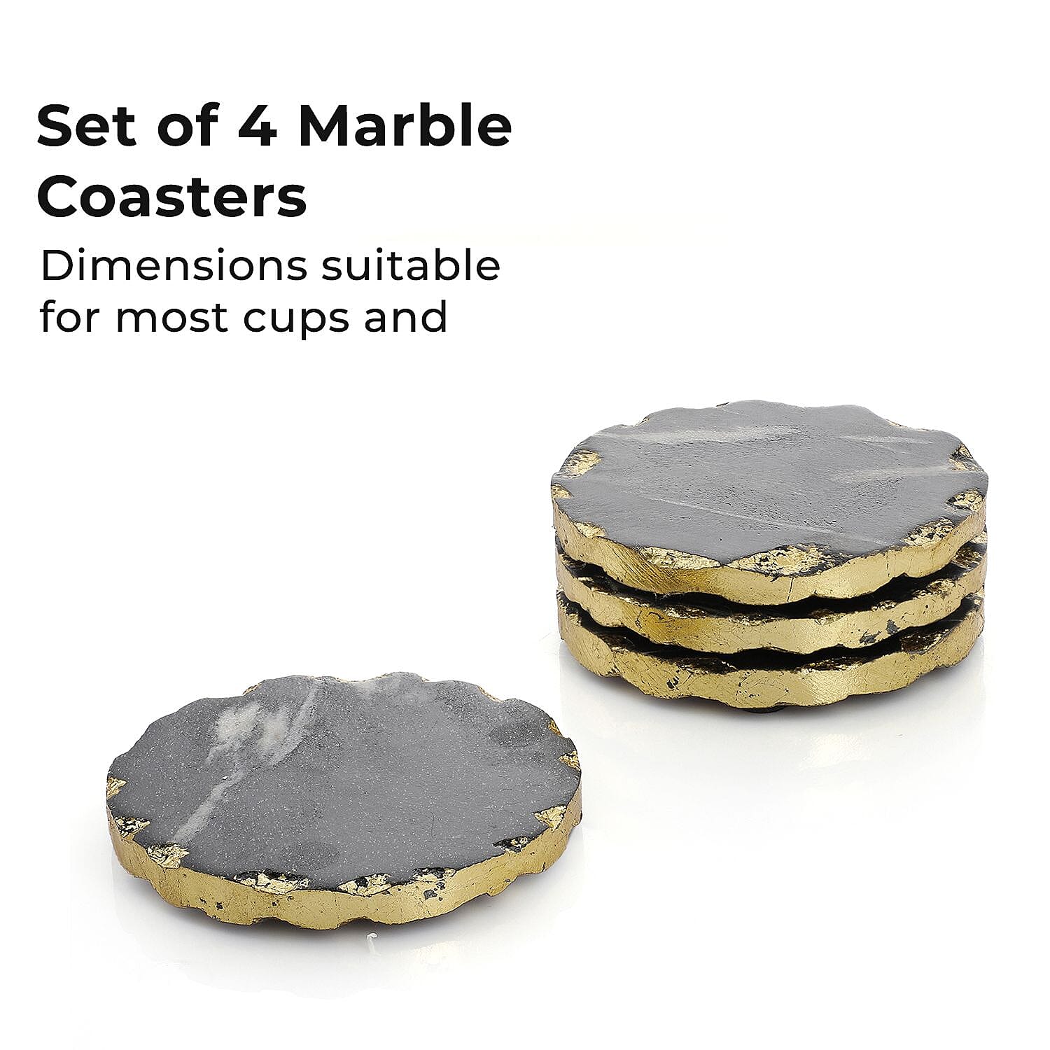 Nakkashi Set of 4 Marble  Coasters (Size 10x10x10 cm) - Black & Black