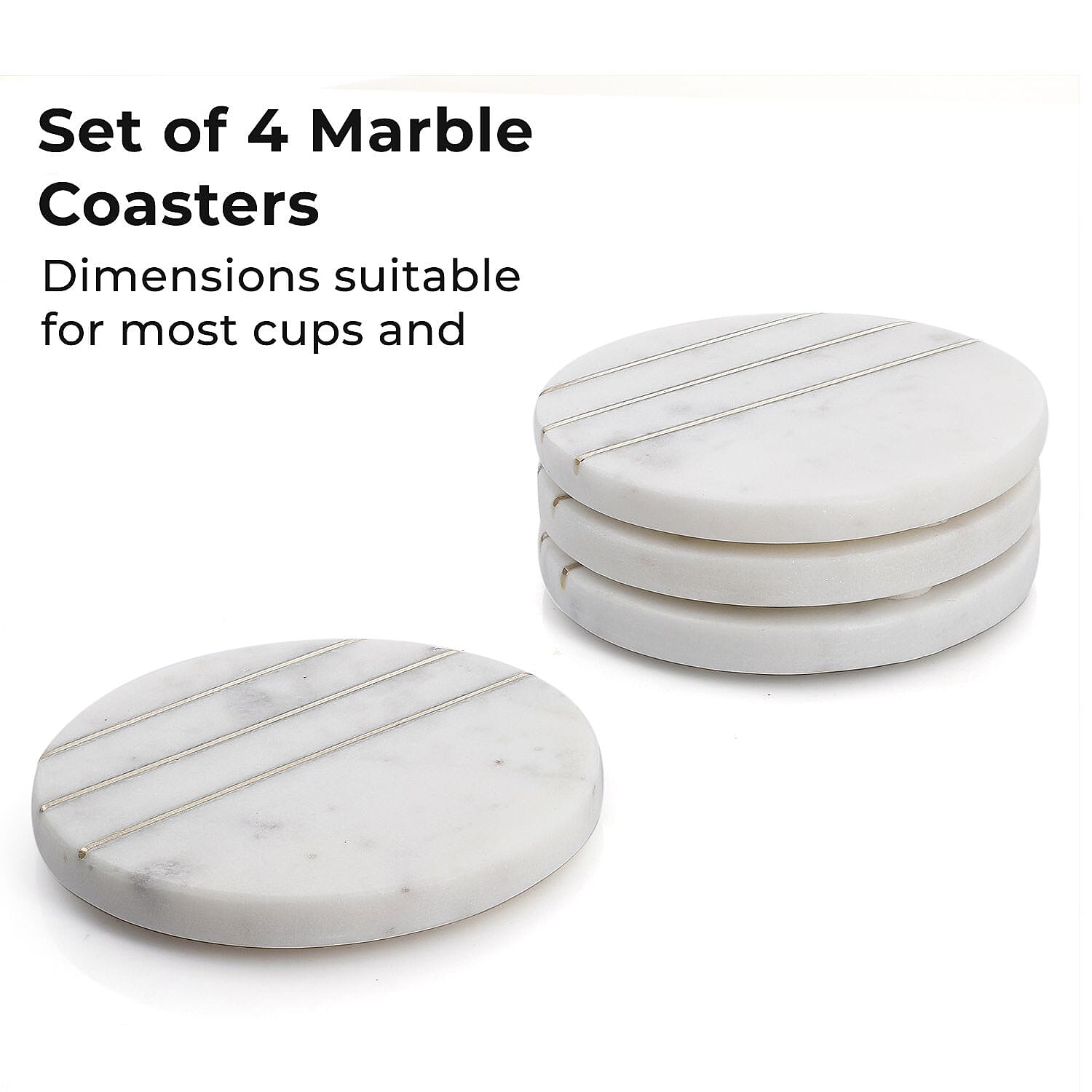 Nakkashi Set of 4 Marble  Coasters (Size 10x10x10 cm) - White & Black