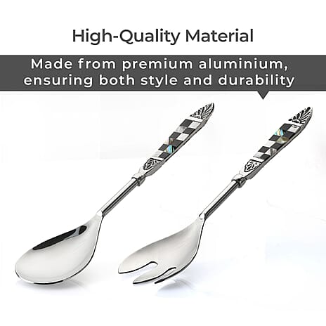 Set of 2 Salad Server with Black Gift Box - Silver