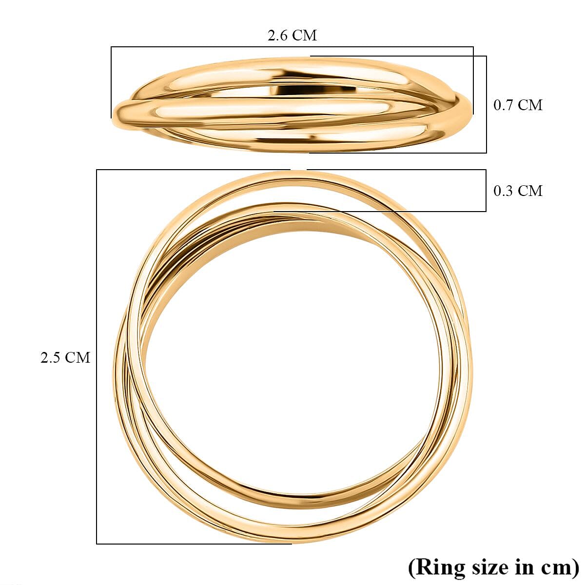 Royal Bali Collection - 9K Yellow Gold Trinity Ring