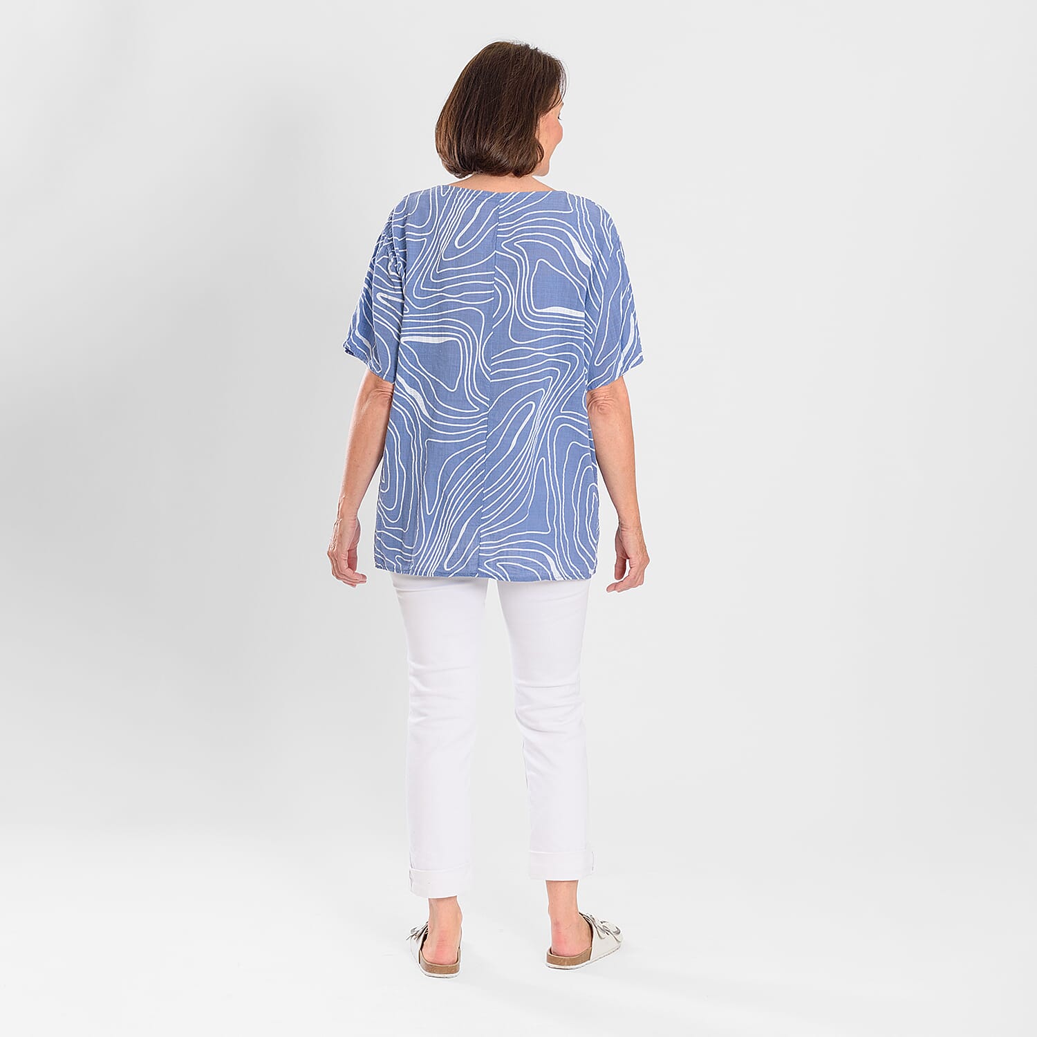 Pure and Natural 100% Cotton Woven Top (One Size, 8-16) - Denim