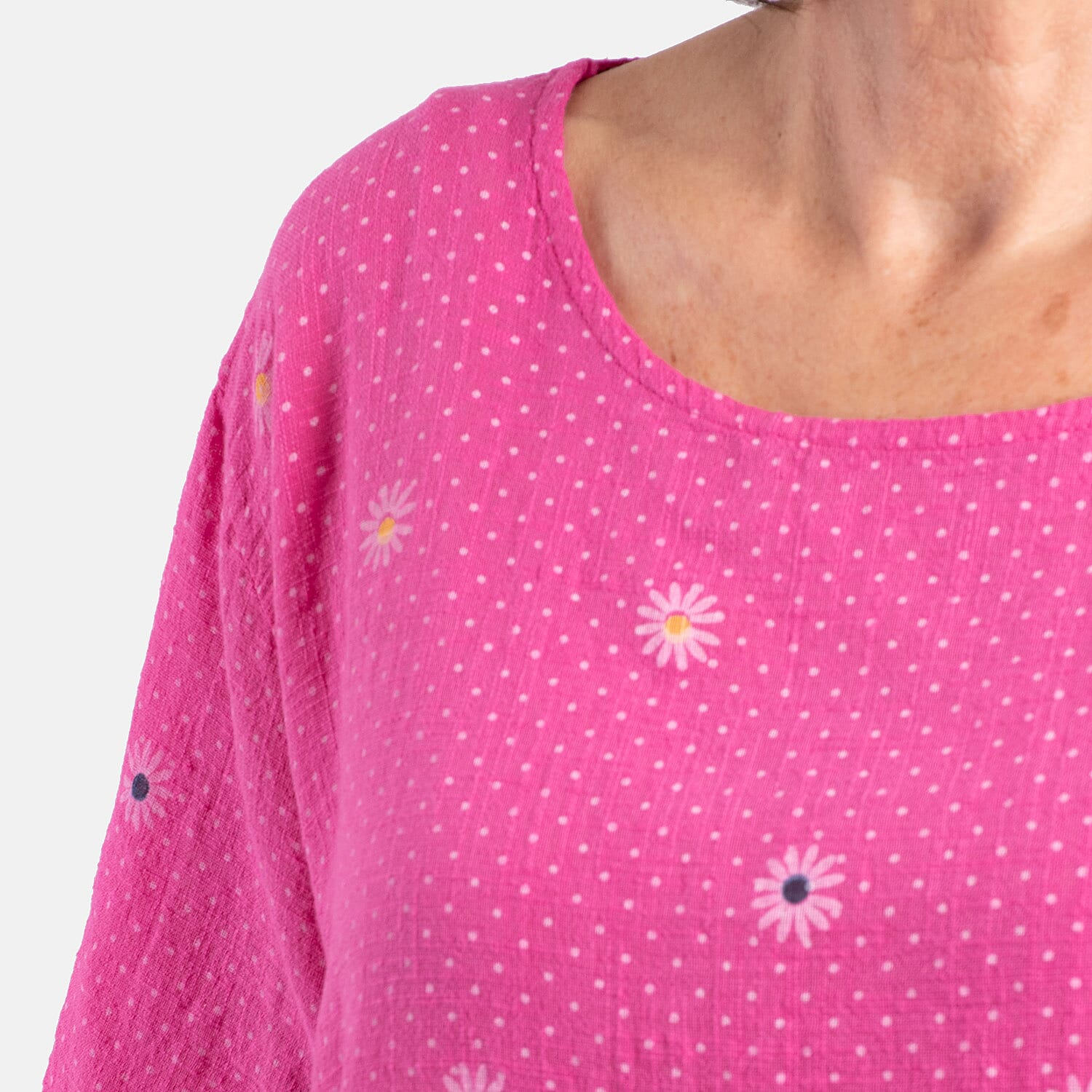 Pure and Natural 100% Cotton Woven Top (One Size, 8-16) - Cerise