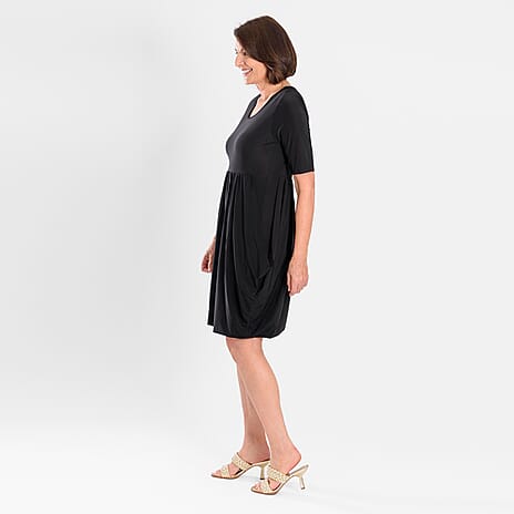 Firenzaa Drape Dress (Size L) - Black